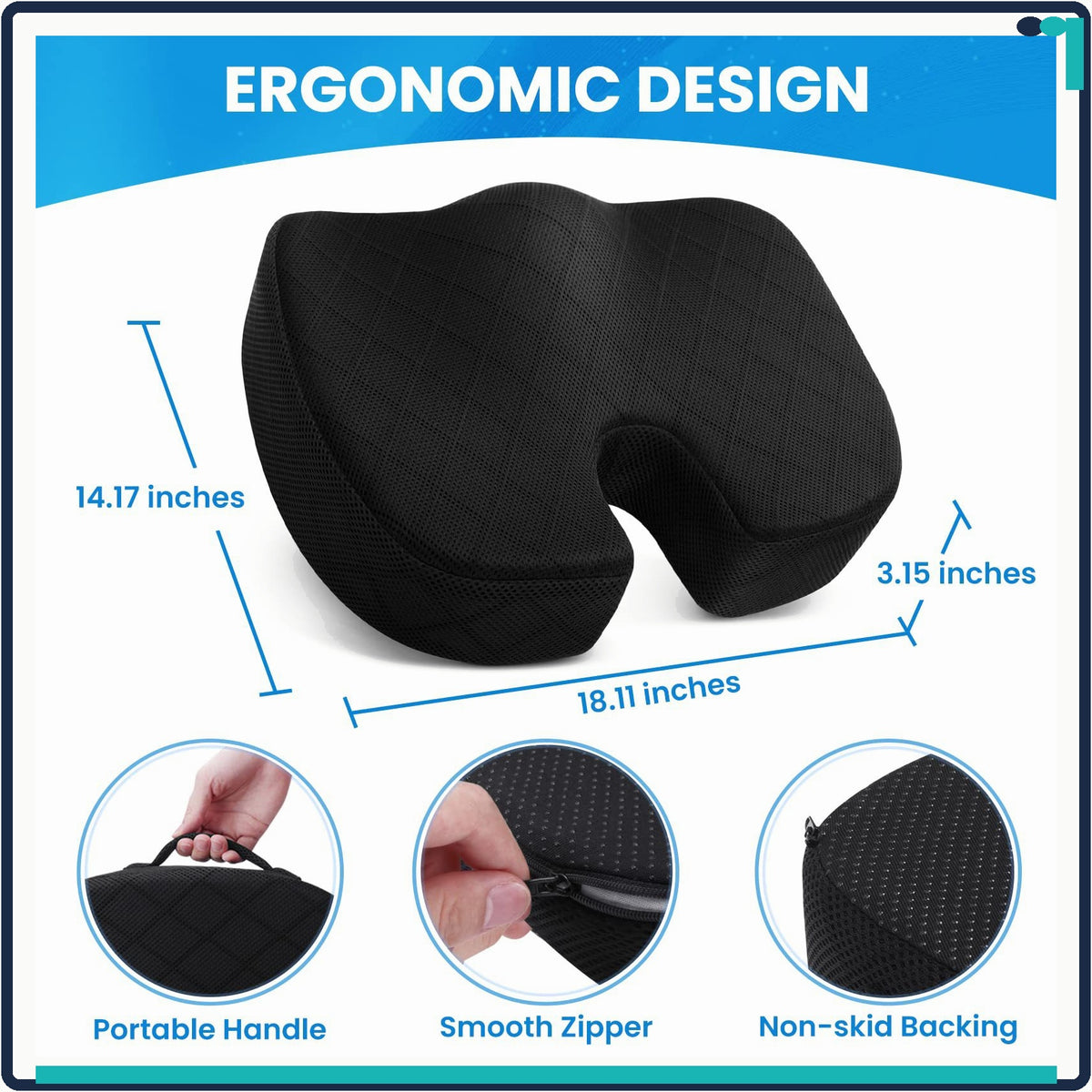 Memory Foam Ergonomic Seat Cushion for Ultimate Comfort