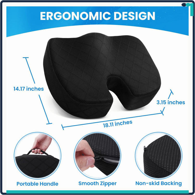 Memory Foam Ergonomic Seat Cushion for Ultimate Comfort
